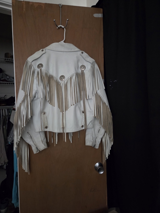 Jackets & Blazers - Women's Cream Fringe Leather Jacket - Western-Inspired Statement